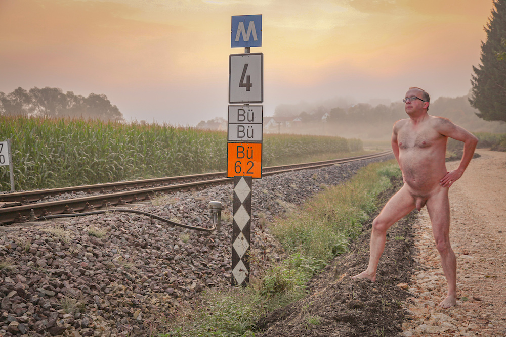 Nude at railway line