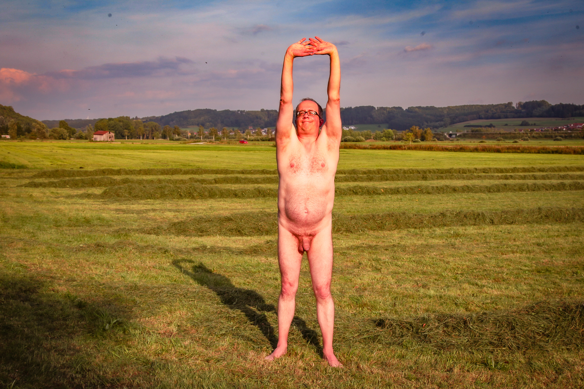 Nude man on meadow